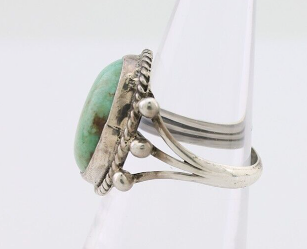 Navajo Ring 925 Silver Natural Blue Turquoise Artist Signed MC C.80's