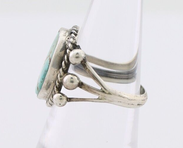 Navajo Ring 925 Silver Natural Blue Turquoise Artist Signed MC C.80's