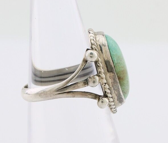 Navajo Ring 925 Silver Natural Blue Turquoise Artist Signed MC C.80's