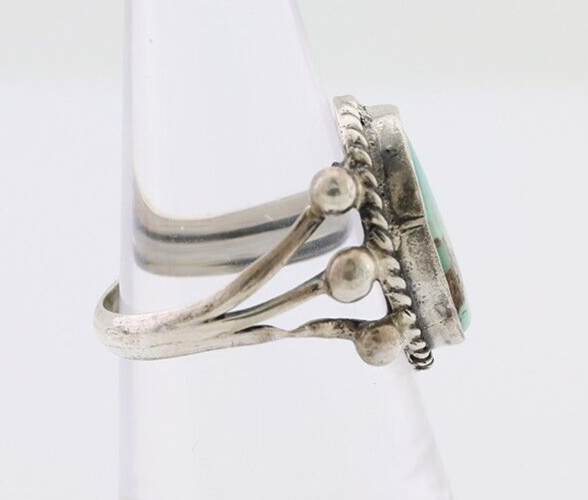 Navajo Ring 925 Silver Natural Blue Turquoise Artist Signed MC C.80's