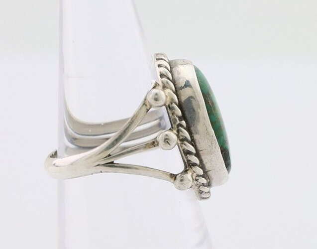 Navajo Ring 925 Silver Natural Blue Turquoise Artist Signed MC C.80's