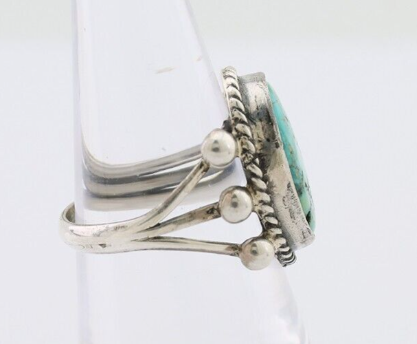 Navajo Ring 925 Silver Natural Blue Turquoise Artist Signed MC C.80's
