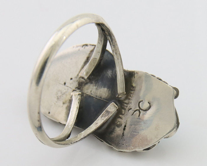 Navajo Ring 925 Silver Natural Blue Turquoise Artist Signed SC C.80's Size 4.5