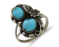 Navajo Ring 925 Silver Natural Blue Turquoise Artist Signed SC C.80's Size 5.75