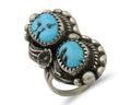 Navajo Ring 925 Silver Natural Blue Turquoise Artist Signed SC C.80's Size 5.75