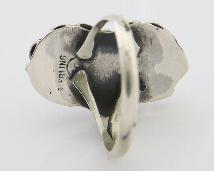Navajo Ring 925 Silver Natural Blue Turquoise Artist Signed SC C.80's Size 5.75