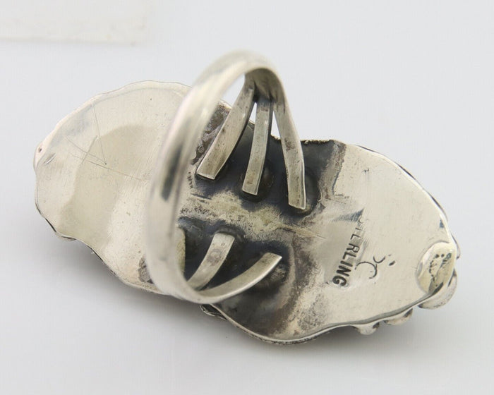Navajo Ring 925 Silver Natural Blue Turquoise Artist Signed SC C.80's Size 5.75