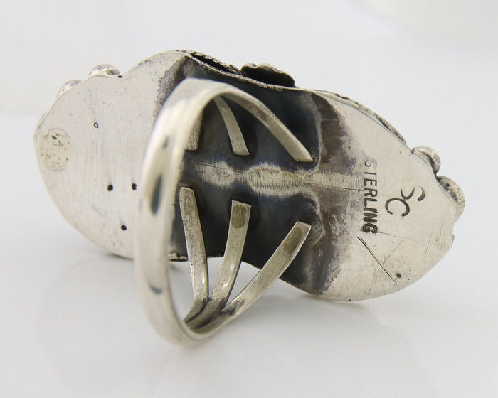 Navajo Ring 925 Silver Natural Blue Turquoise Artist Signed SC C.80's Size 5.75