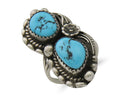 Navajo Ring 925 Silver Natural Blue Turquoise Artist Signed SC C.80's Size 6.0