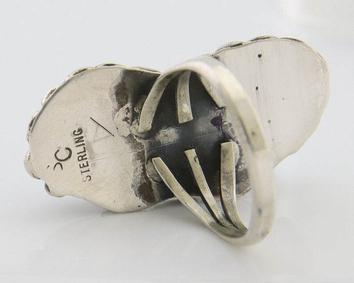 Navajo Ring 925 Silver Natural Blue Turquoise Artist Signed SC C.80's Size 6.0