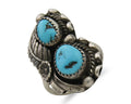 Navajo Ring 925 Silver Natural Blue Turquoise Artist Signed SC C.80's Size 6.75