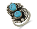 Navajo Ring 925 Silver Natural Blue Turquoise Artist Signed SC C.80's Size 7.0