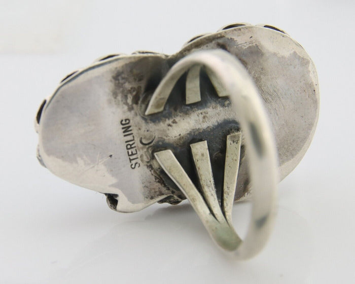 Navajo Ring 925 Silver Natural Blue Turquoise Artist Signed SC C.80's Size 7.0