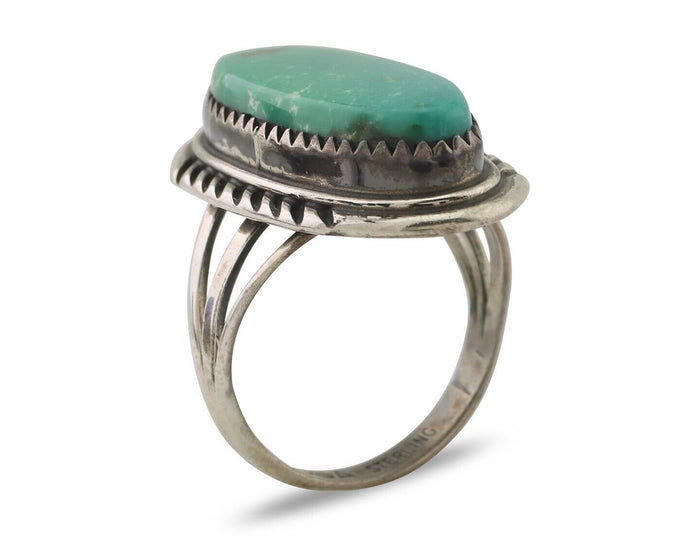 Navajo Ring 925 Silver Natural Blue Turquoise Artist Signed USA C.80's