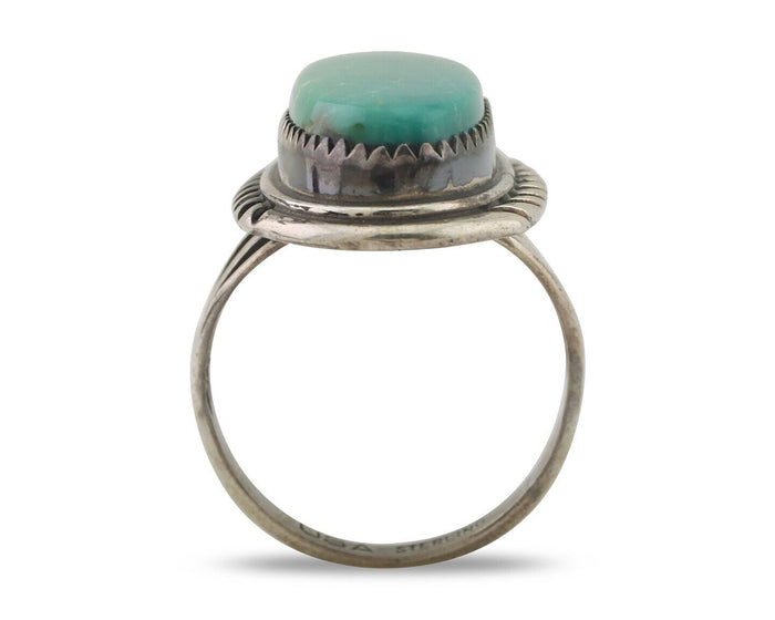 Navajo Ring 925 Silver Natural Blue Turquoise Artist Signed USA C.80's