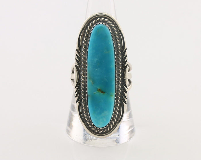 Navajo Ring 925 Silver Natural Blue Turquoise Artist Signed USA C.80's