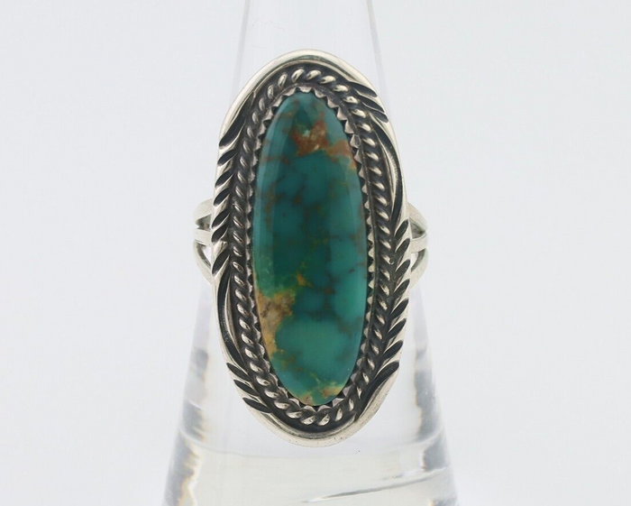 Navajo Ring 925 Silver Natural Blue Turquoise Artist Signed USA C.80's