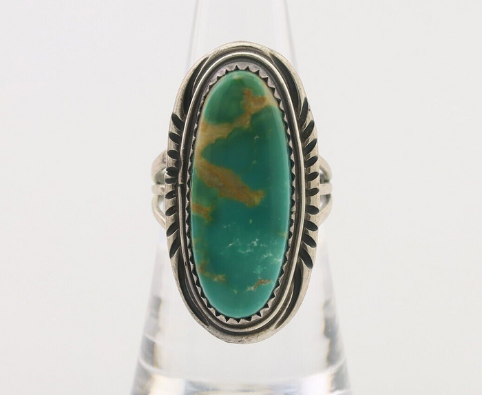 Navajo Ring 925 Silver Natural Blue Turquoise Artist Signed USA C.80's