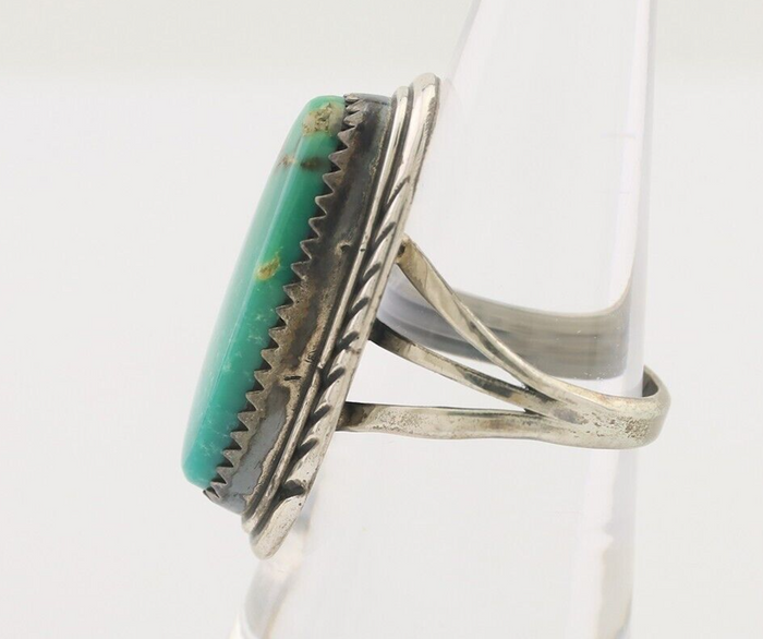Navajo Ring 925 Silver Natural Blue Turquoise Artist Signed USA C.80's