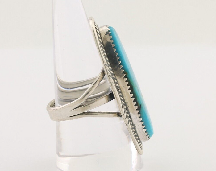 Navajo Ring 925 Silver Natural Blue Turquoise Artist Signed USA C.80's