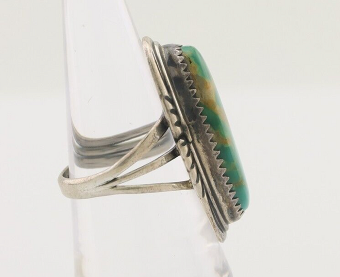 Navajo Ring 925 Silver Natural Blue Turquoise Artist Signed USA C.80's
