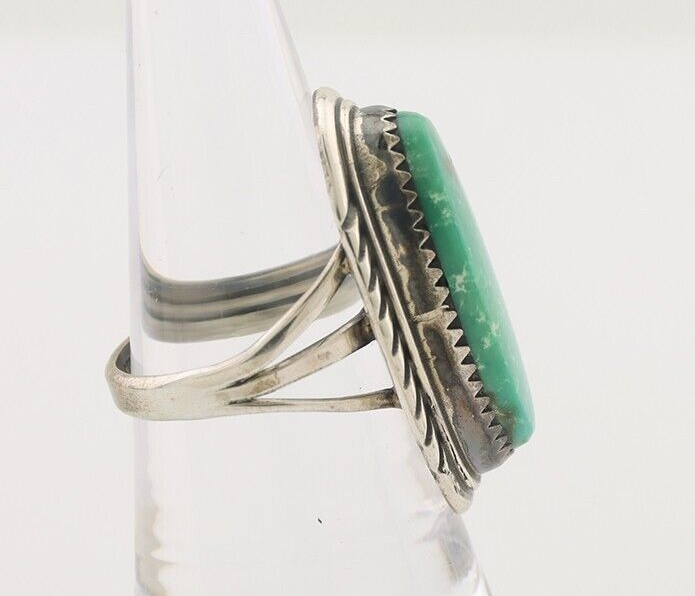 Navajo Ring 925 Silver Natural Blue Turquoise Artist Signed USA C.80's