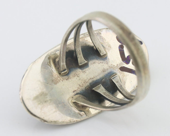 Navajo Ring 925 Silver Natural Blue Turquoise Artist Signed USA C.80's
