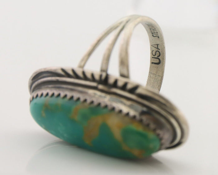 Navajo Ring 925 Silver Natural Blue Turquoise Artist Signed USA C.80's