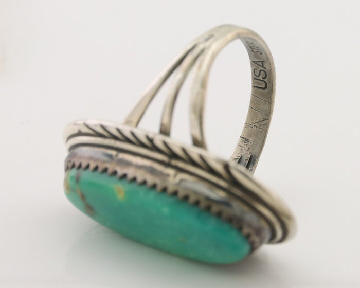 Navajo Ring 925 Silver Natural Blue Turquoise Artist Signed USA C.80's