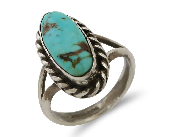 Navajo Ring 925 Silver Natural Blue Turquoise Native American Artist C.80's