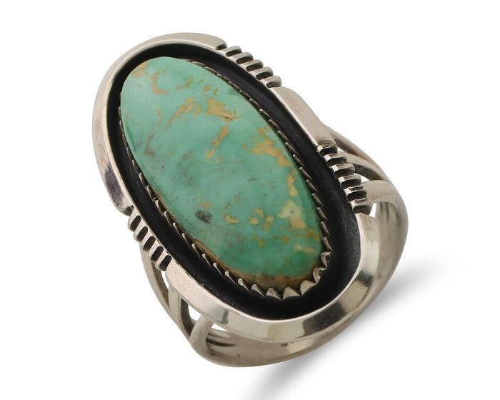 Navajo Ring 925 Silver Natural Blue Turquoise Native American Artist C.80's