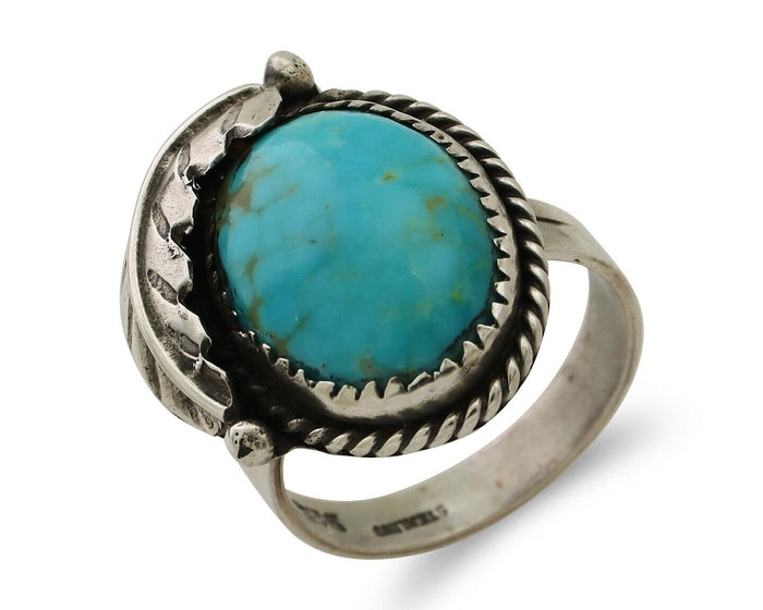 Navajo Ring 925 Silver Natural Blue Turquoise Native American Artist C.80's
