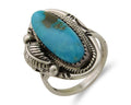 Navajo Ring 925 Silver Natural Blue Turquoise Native American Artist C.80's