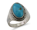 Navajo Ring 925 Silver Natural Blue Turquoise Native American Artist C.80's