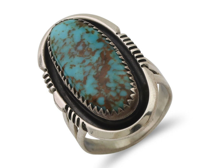 Navajo Ring 925 Silver Natural Blue Turquoise Native American Artist C.80's