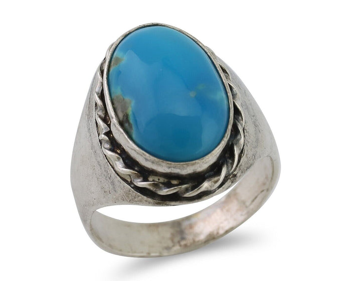 Navajo Ring 925 Silver Natural Blue Turquoise Native American Artist C.80's