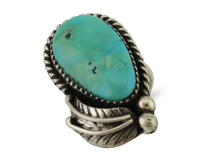Navajo Ring 925 Silver Natural Blue Turquoise Native American Artist C.80's