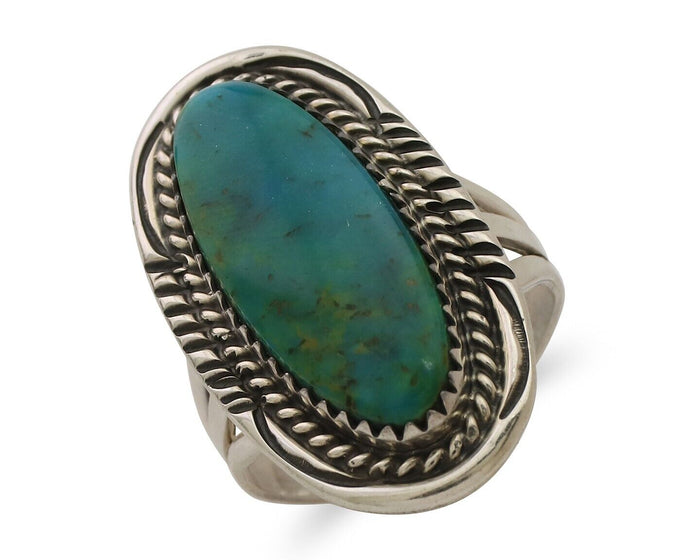 Navajo Ring 925 Silver Natural Blue Turquoise Native American Artist C.80's