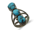 Navajo Ring 925 Silver Natural Blue Turquoise Native American Artist C.80's