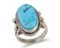 Navajo Ring 925 Silver Natural Blue Turquoise Native American Artist C.80's