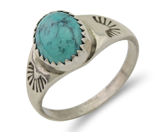 Navajo Ring 925 Silver Natural Blue Turquoise Native American Artist C.80's