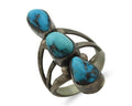 Navajo Ring 925 Silver Natural Blue Turquoise Native American Artist C.80's