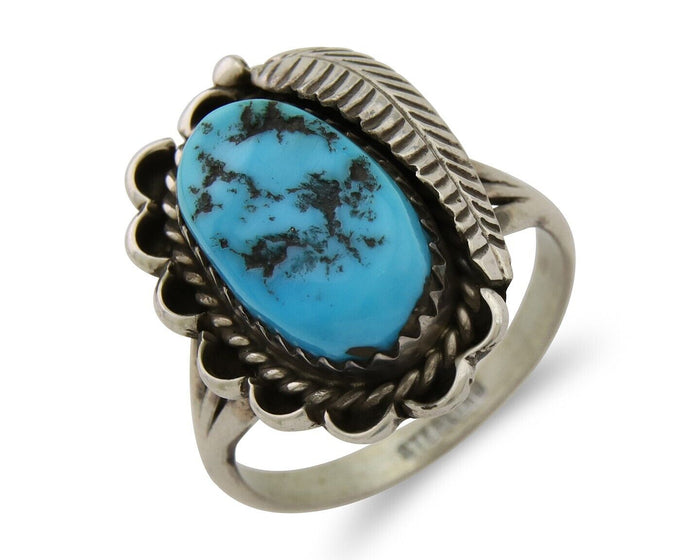 Navajo Ring 925 Silver Natural Blue Turquoise Native American Artist C.80's