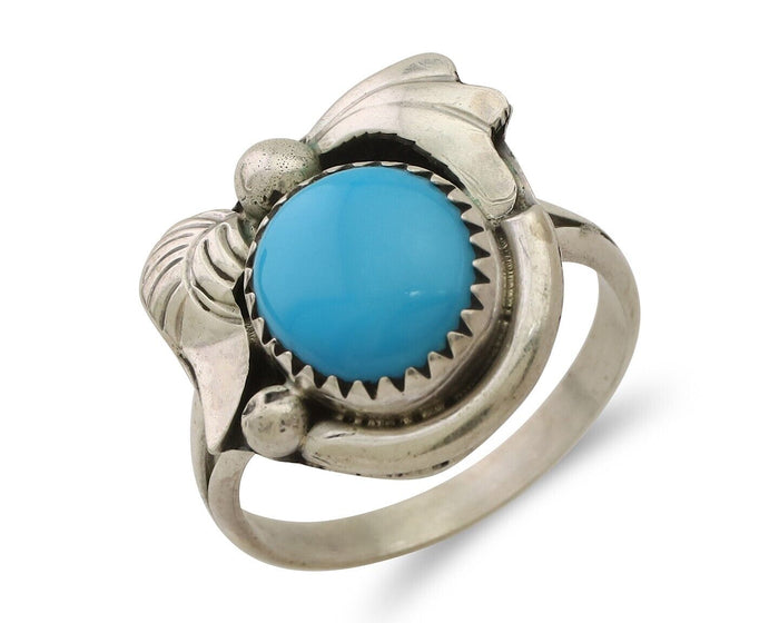 Navajo Ring 925 Silver Natural Blue Turquoise Native American Artist C.80's
