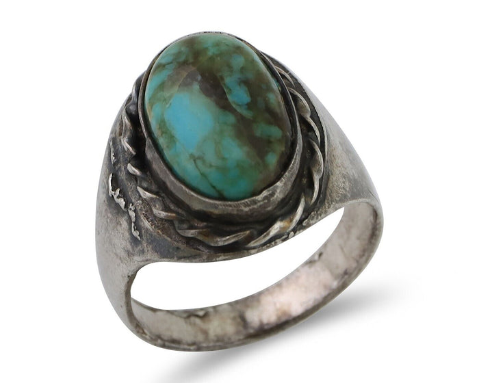 Navajo Ring 925 Silver Natural Blue Turquoise Native American Artist C.80's