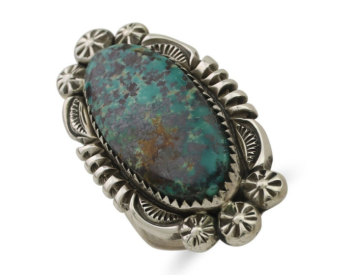 Navajo Ring 925 Silver Natural Blue Turquoise Native American Artist C.80's