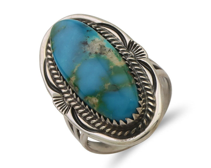 Navajo Ring 925 Silver Natural Blue Turquoise Native American Artist C.80's
