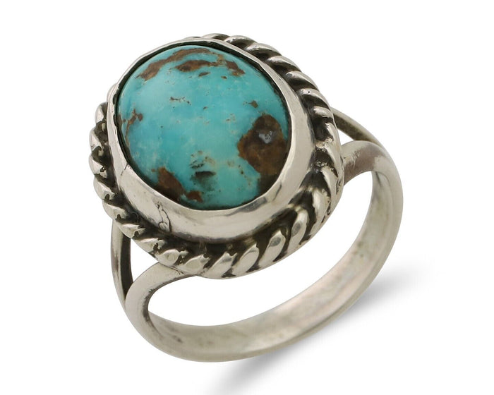 Navajo Ring 925 Silver Natural Blue Turquoise Native American Artist C.80's