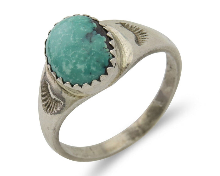 Navajo Ring 925 Silver Natural Blue Turquoise Native American Artist C.80's