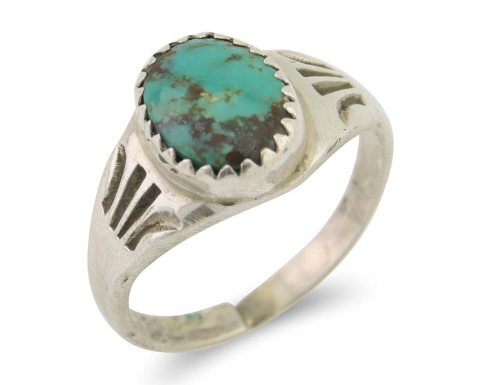 Navajo Ring 925 Silver Natural Blue Turquoise Native American Artist C.80's